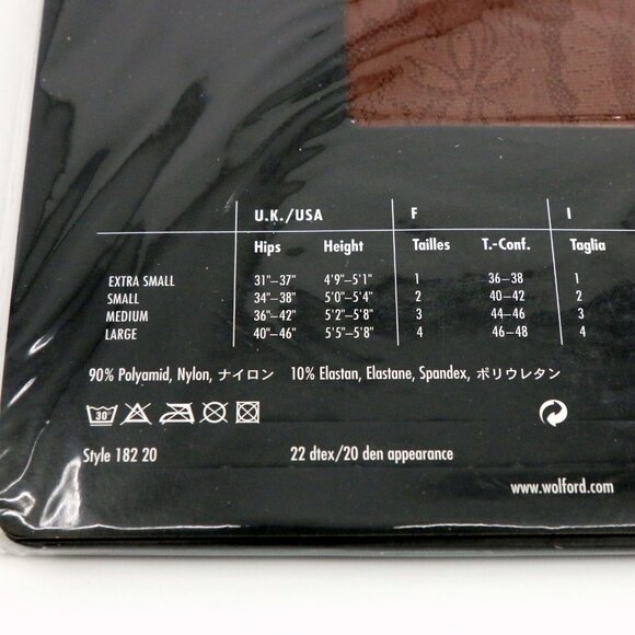 New Wolford Rare Shanghai Printed Tights Small Pine Brown 18220 - Picture 4 of 4